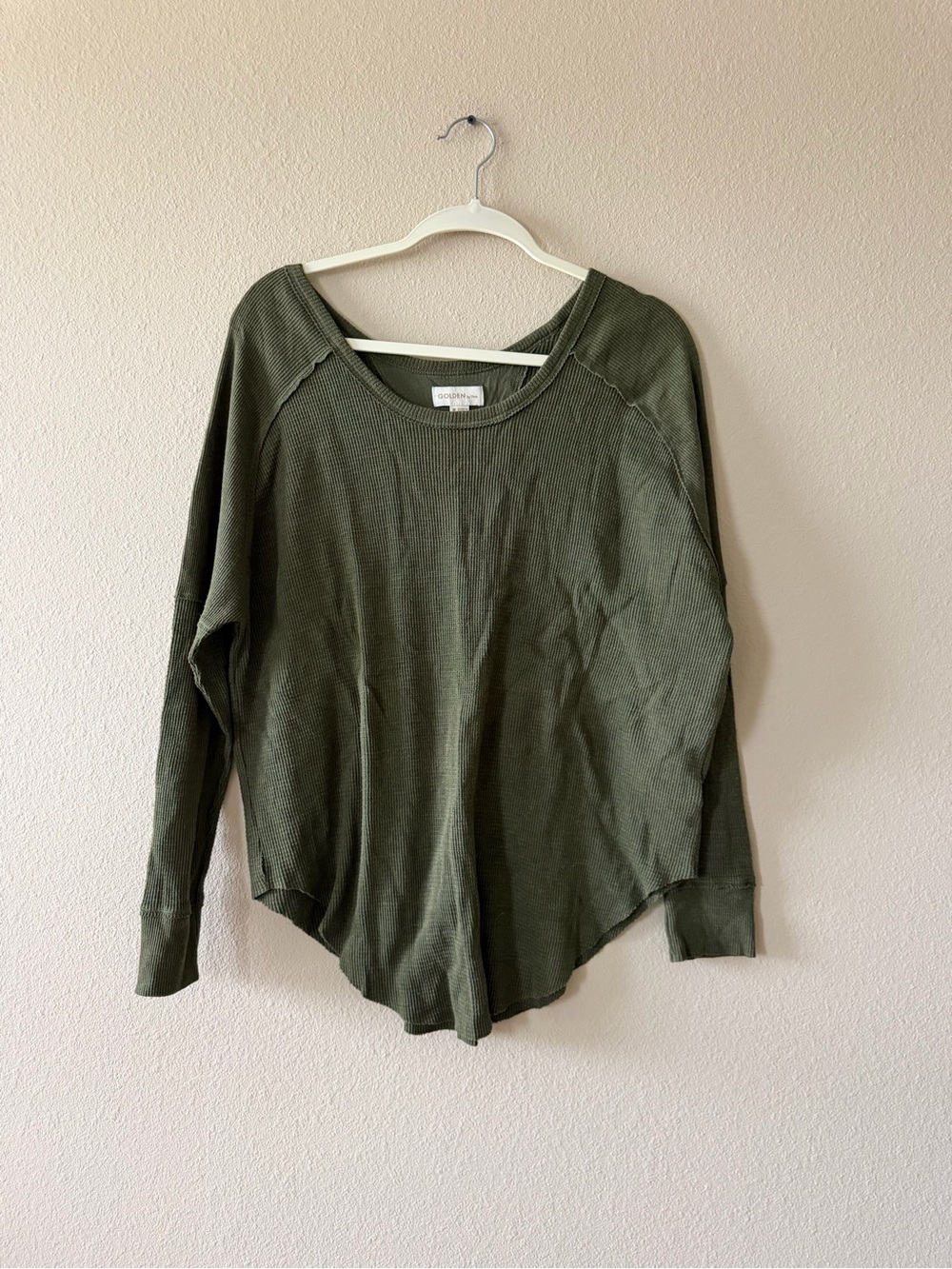 Aritzia Olive Green Waffle Long Sleeve Tee